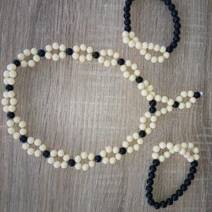 Beaded black and white necklace set for kids
