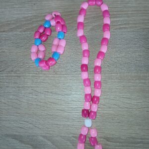 Pink necklace and bracelet set for kids